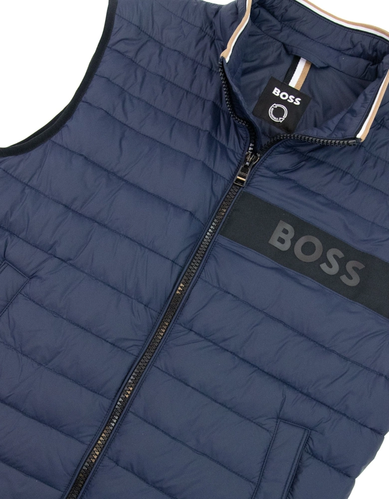 Water-repellent Padded Gilet With 3d Logo Tape Navy