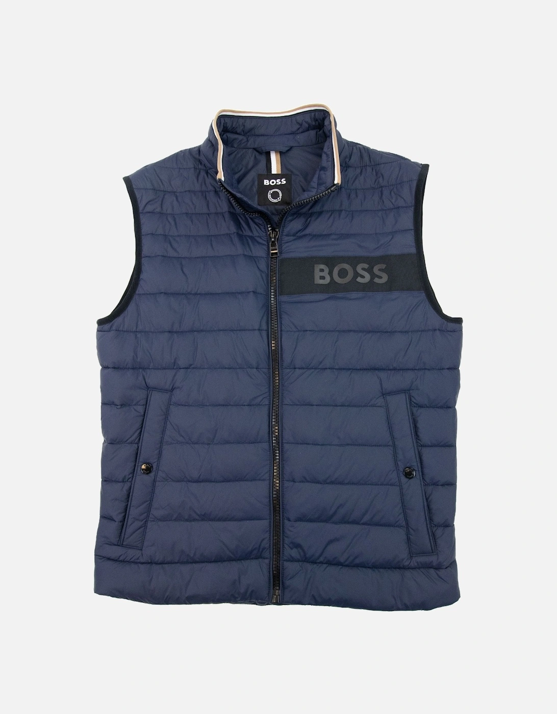 Water-repellent Padded Gilet With 3d Logo Tape Navy