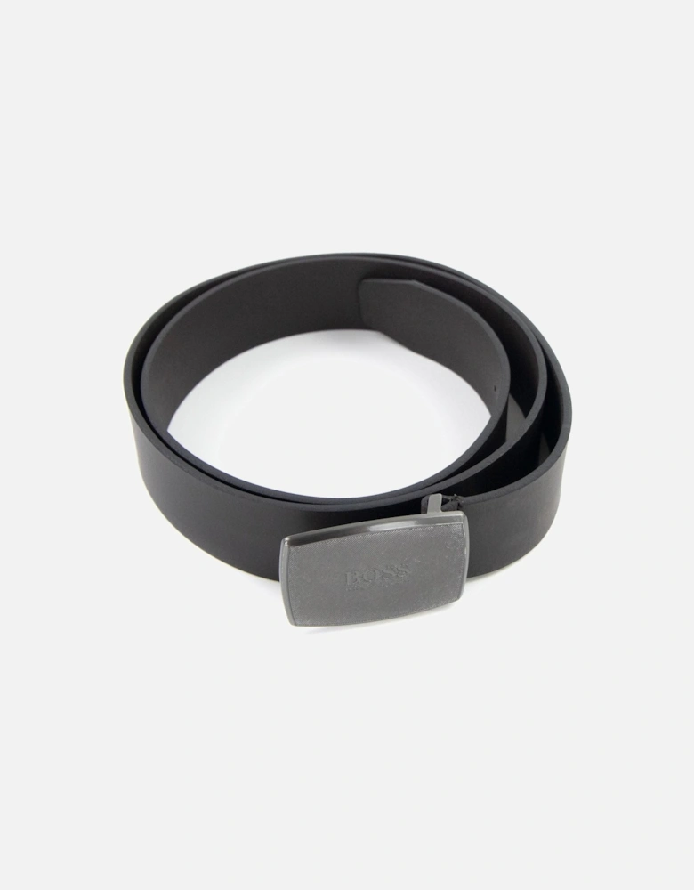 Jensy Structured Plaque Buckle Belt Dark Brown