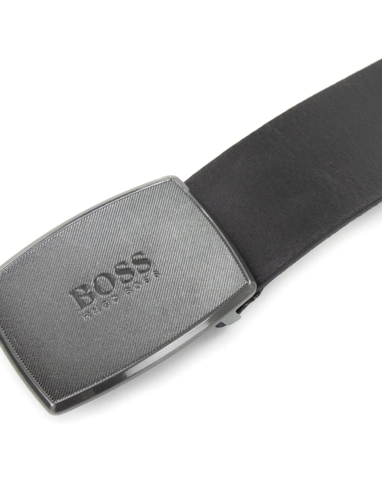 Jensy Structured Plaque Buckle Belt Dark Brown