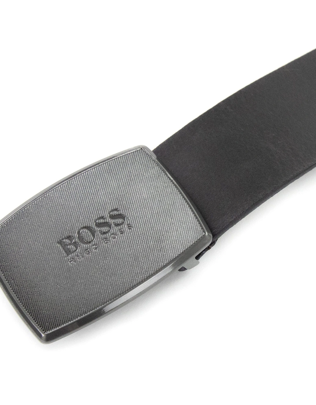 Jensy Structured Plaque Buckle Belt Dark Brown