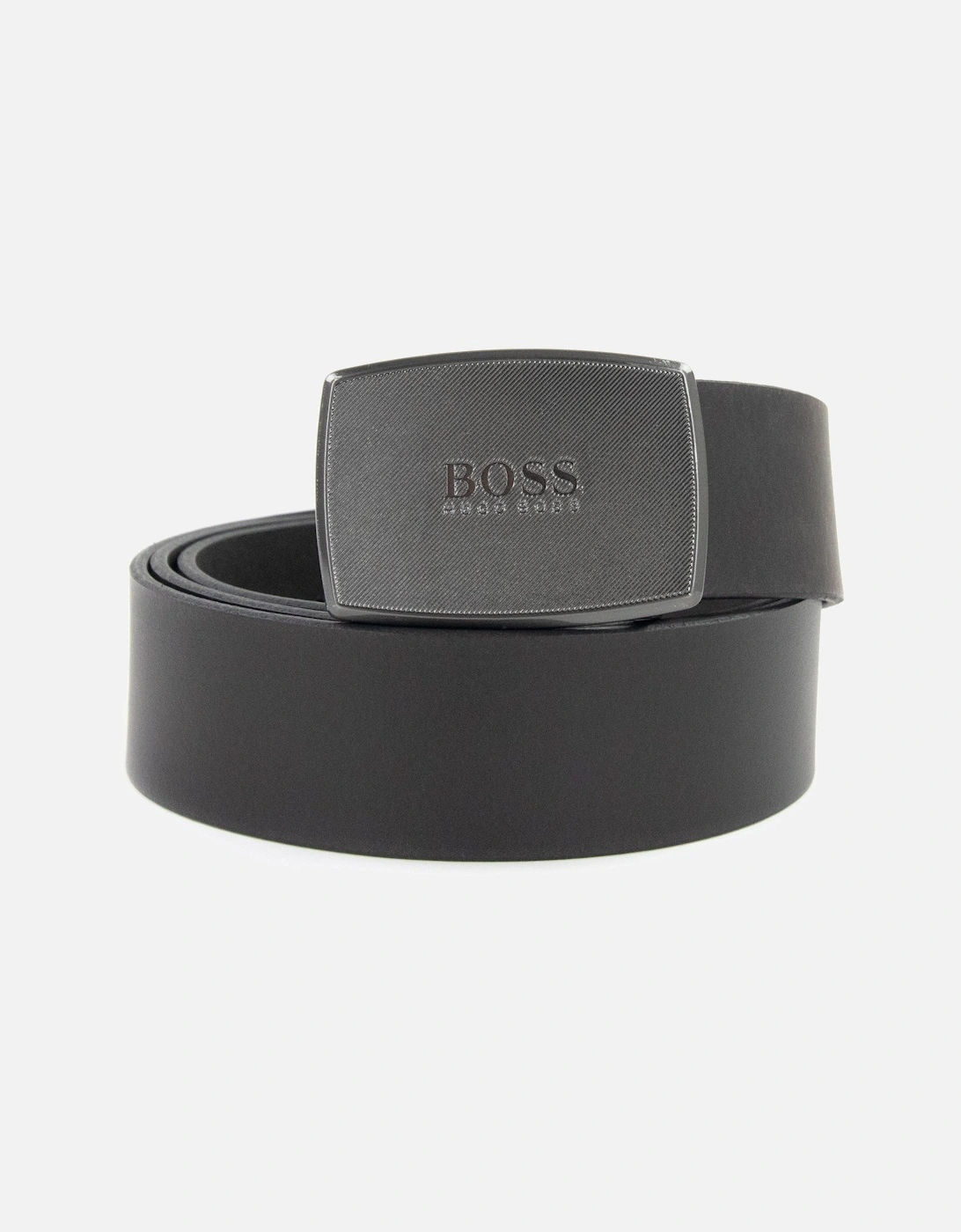 Jensy Structured Plaque Buckle Belt Dark Brown