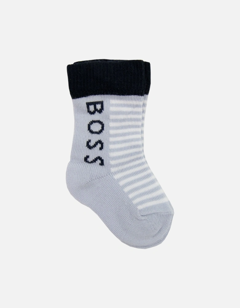 Kids Infant Logo Stripe Socks Pale Blue 771