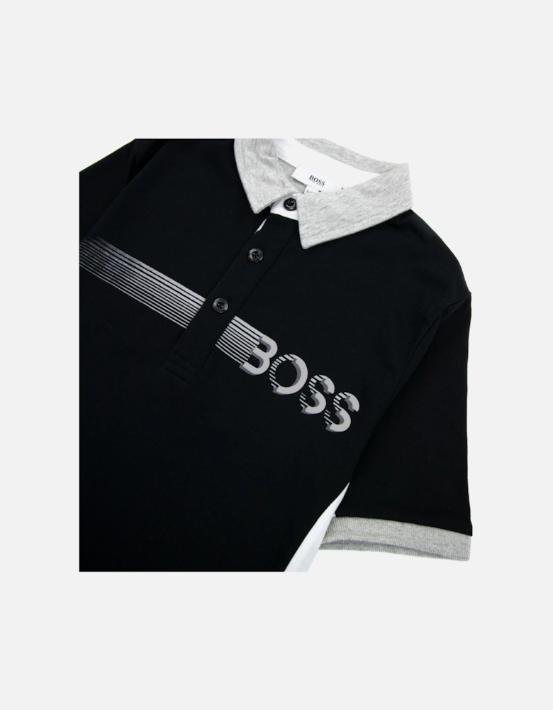 Kids Stripe Logo S/s Polo Black