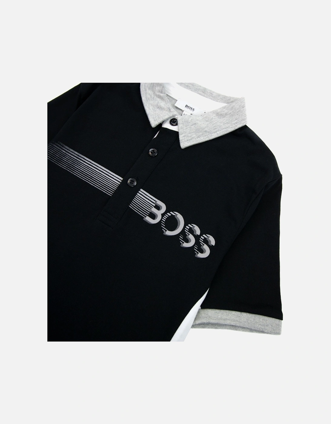 Kids Stripe Logo S/s Polo Black
