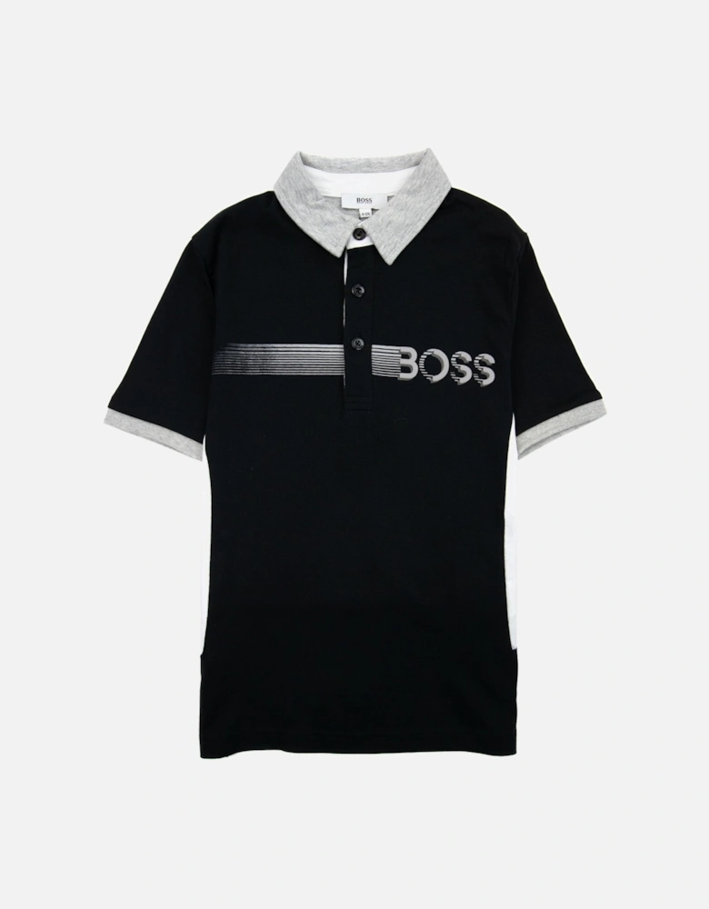 Kids Stripe Logo S/s Polo Black