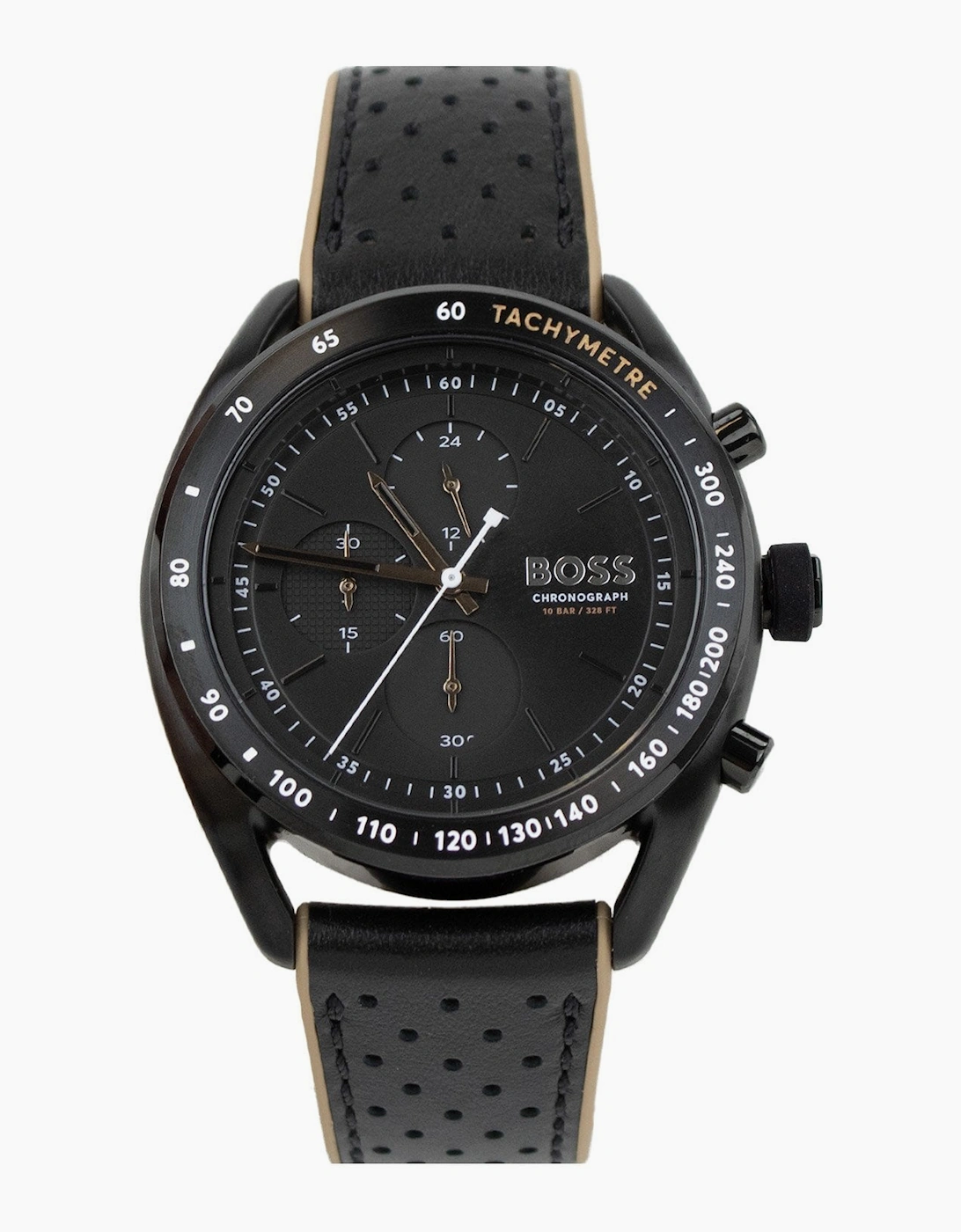 Hugo Boss Men's Black Centre Court Leather Strap Watch - : Os