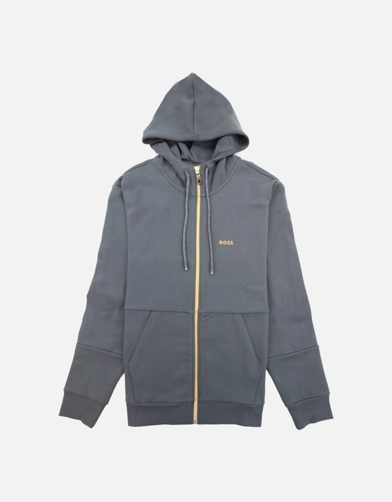 Saggy 1 Embroidered Logo Zip Up Sweatshirt Dark Grey 027