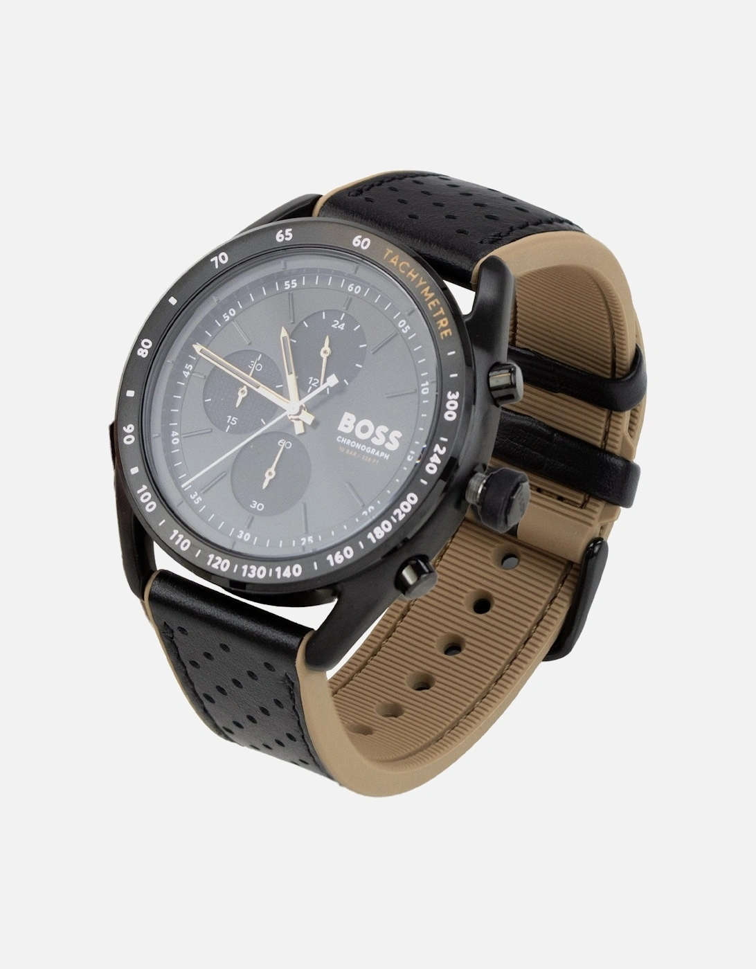 Centre Court Black Leather Strap Watch Black