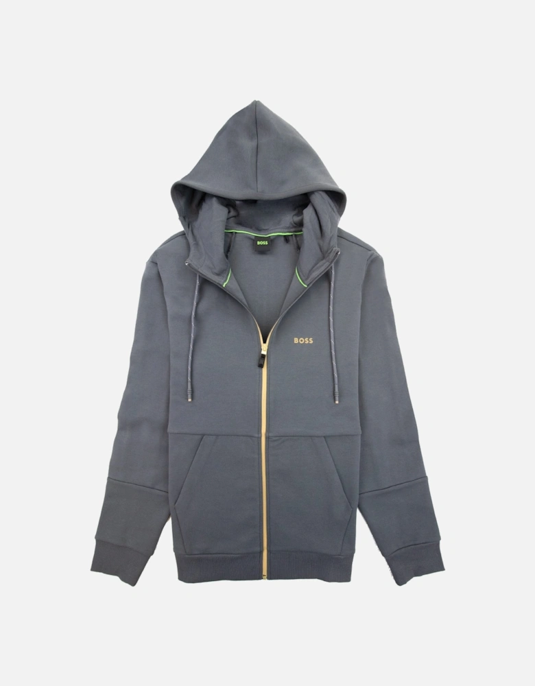 Saggy 1 Embroidered Logo Zip Up Sweatshirt Dark Grey 027