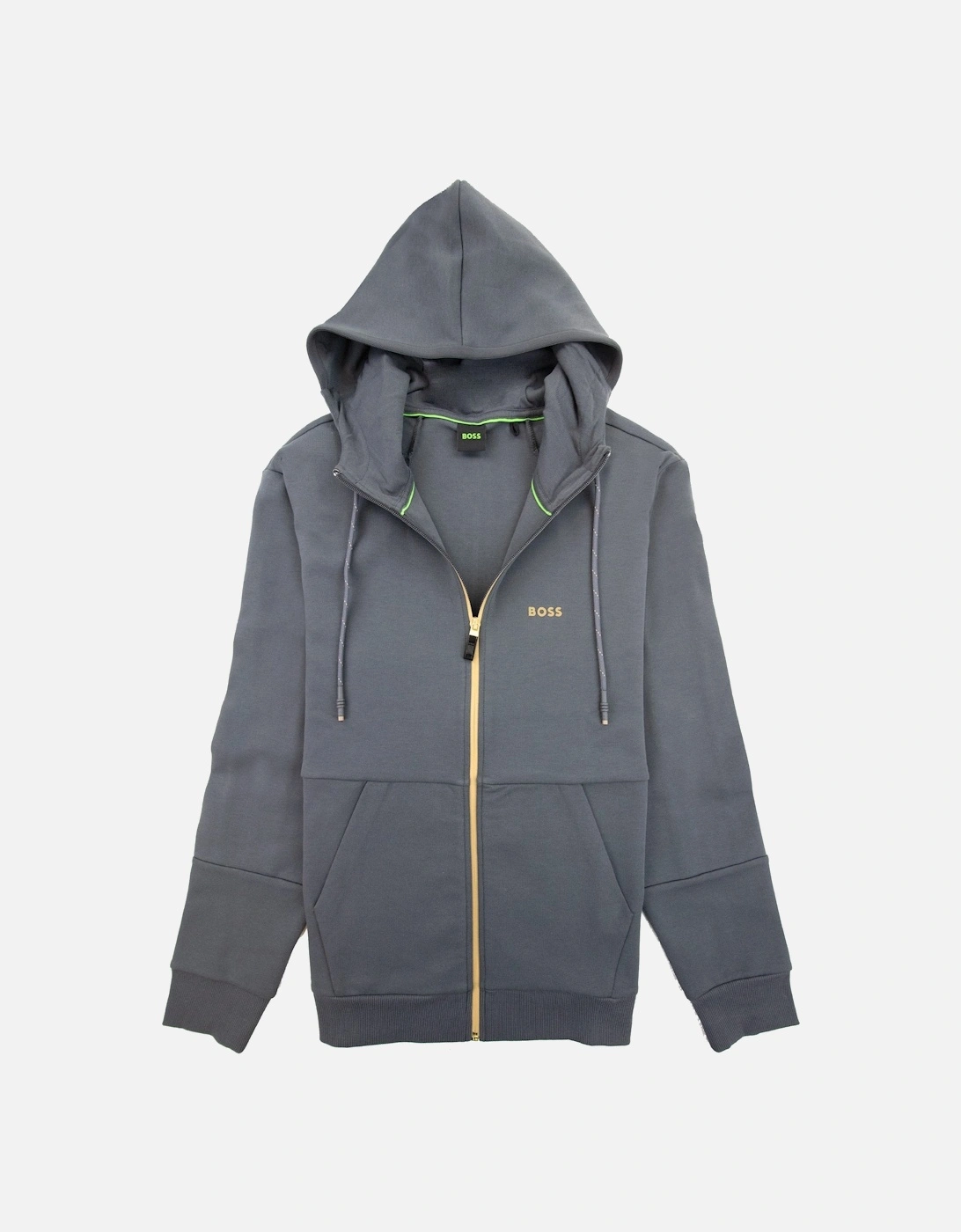 Saggy 1 Embroidered Logo Zip Up Sweatshirt Dark Grey 027