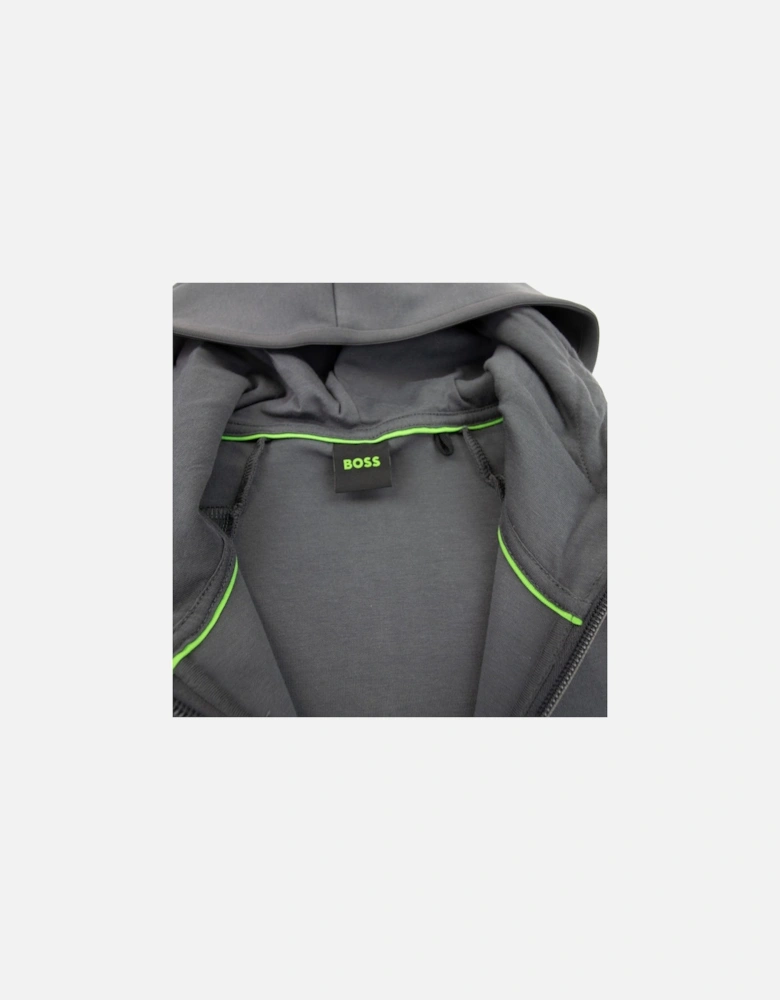 Saggy 1 Embroidered Logo Zip Up Sweatshirt Dark Grey 027