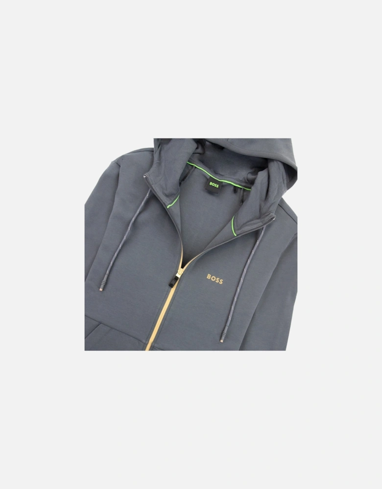 Saggy 1 Embroidered Logo Zip Up Sweatshirt Dark Grey 027