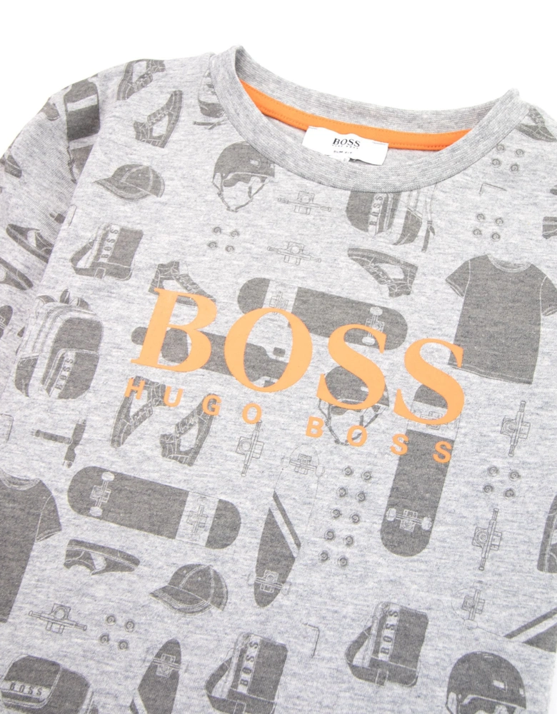 Kids Skater Logo T-shirt Grey Marl