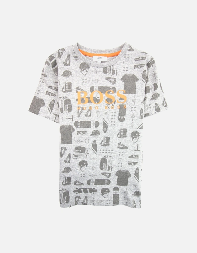 Kids Skater Logo T-shirt Grey Marl