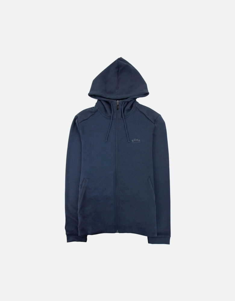 Saggy Curved Logo Zip Up Sweatshirt Navy 410