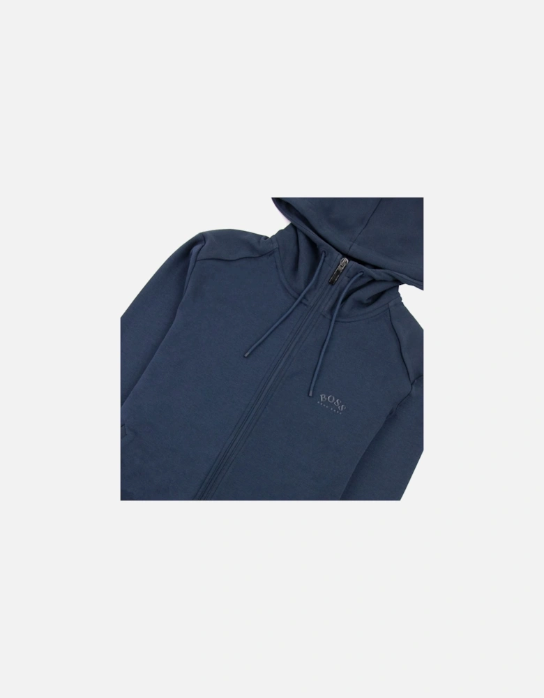 Saggy Curved Logo Zip Up Sweatshirt Navy 410