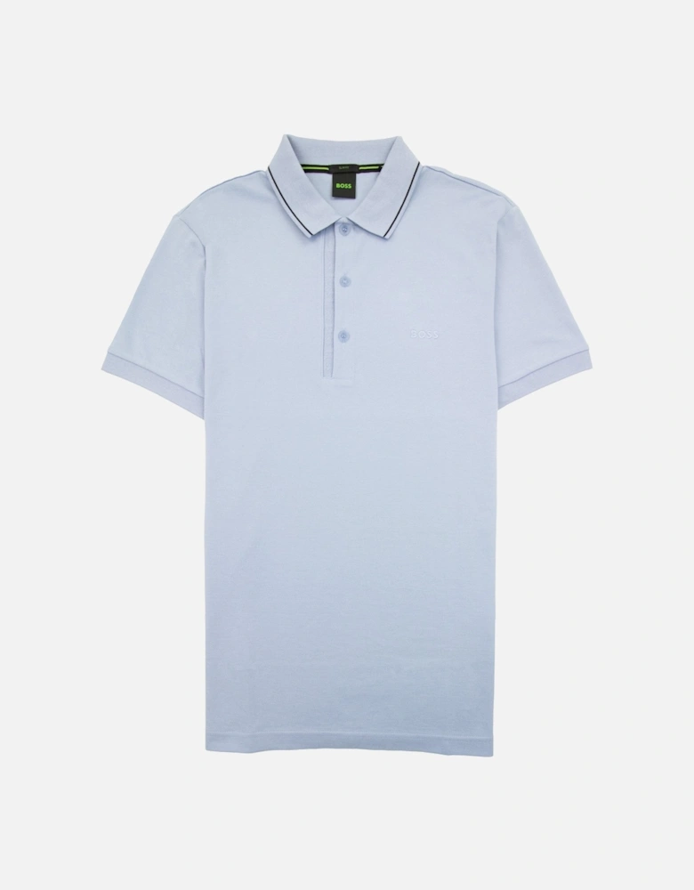 Paule 4 Slim Fit Branded Placket Polo Light Blue 498