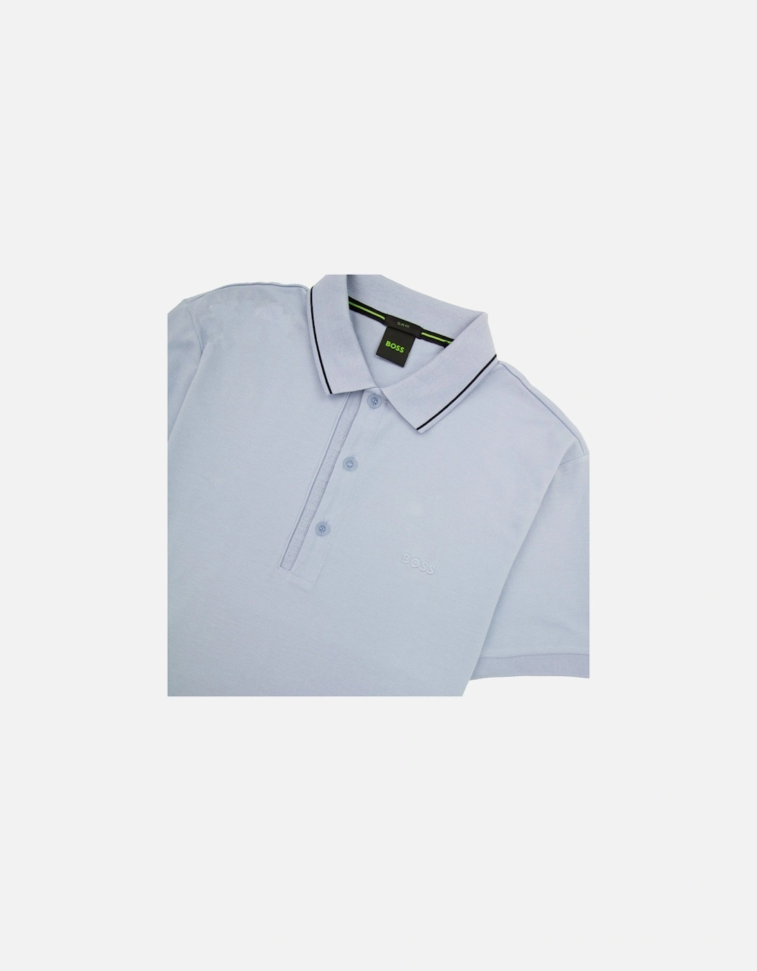 Paule 4 Slim Fit Branded Placket Polo Light Blue 498