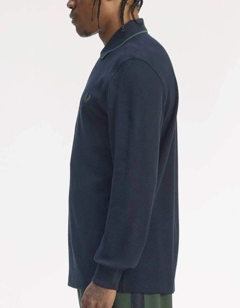 Textured Long Sleeve Polo