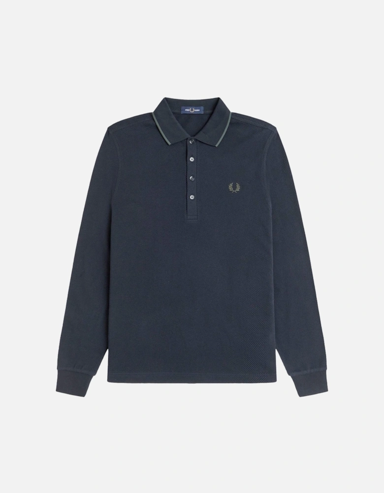 Textured Long Sleeve Polo