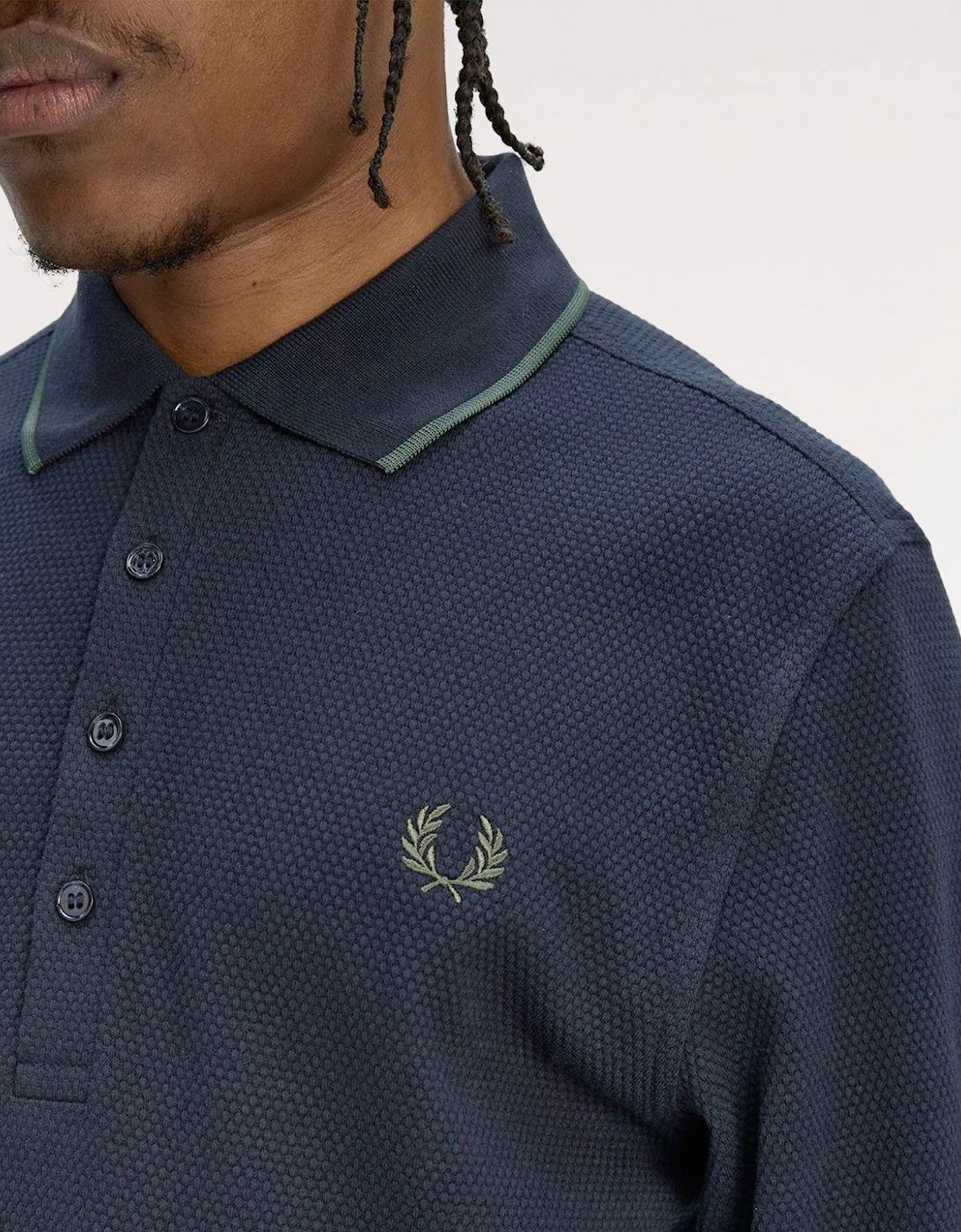 Textured Long Sleeve Polo