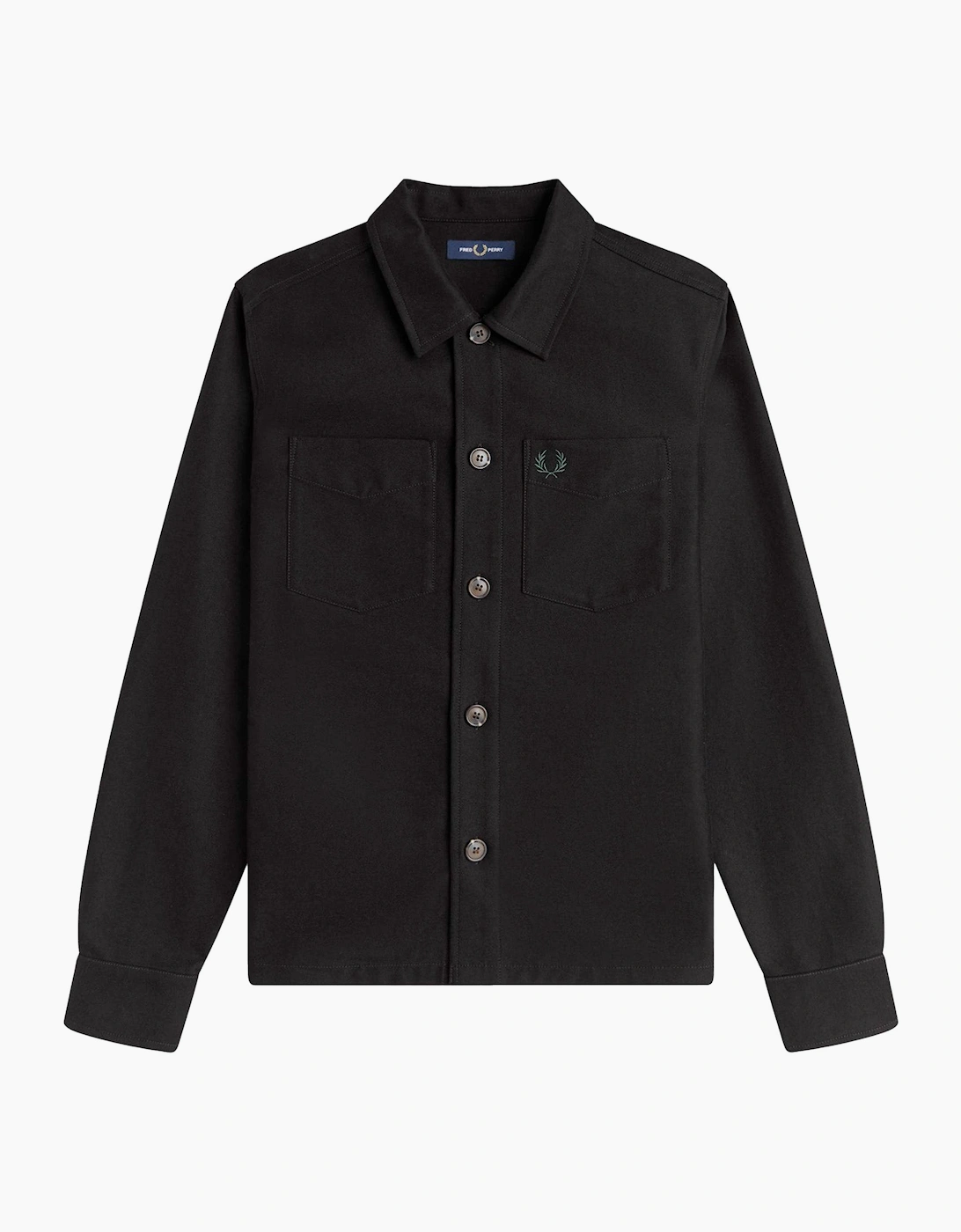 Fred Perry Brushed Twill Overshirt - Black - Size: X-LARGE