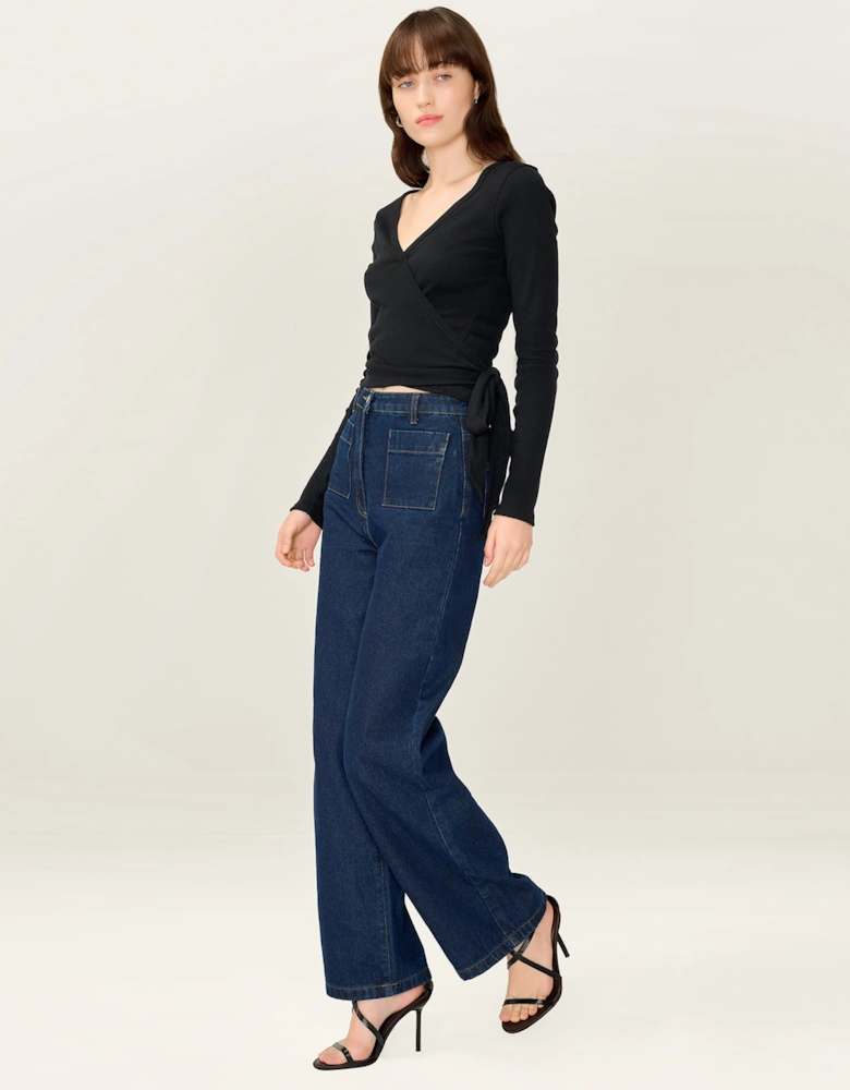 Napeta Ballet Wrap Top in Black