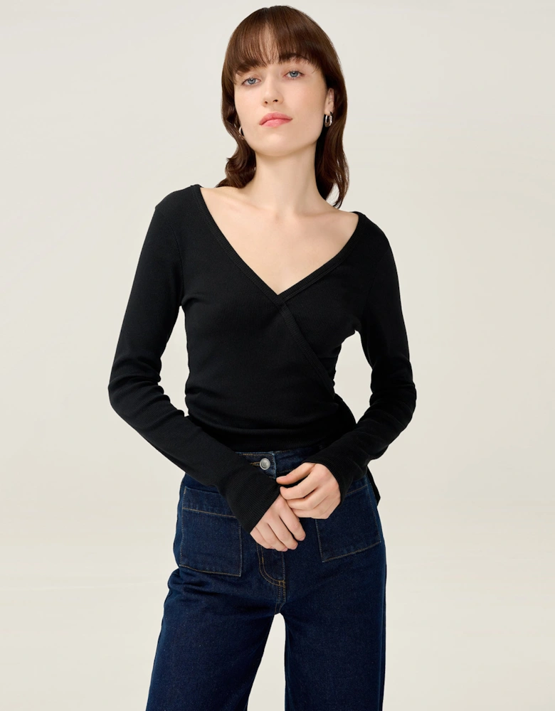 Napeta Ballet Wrap Top in Black