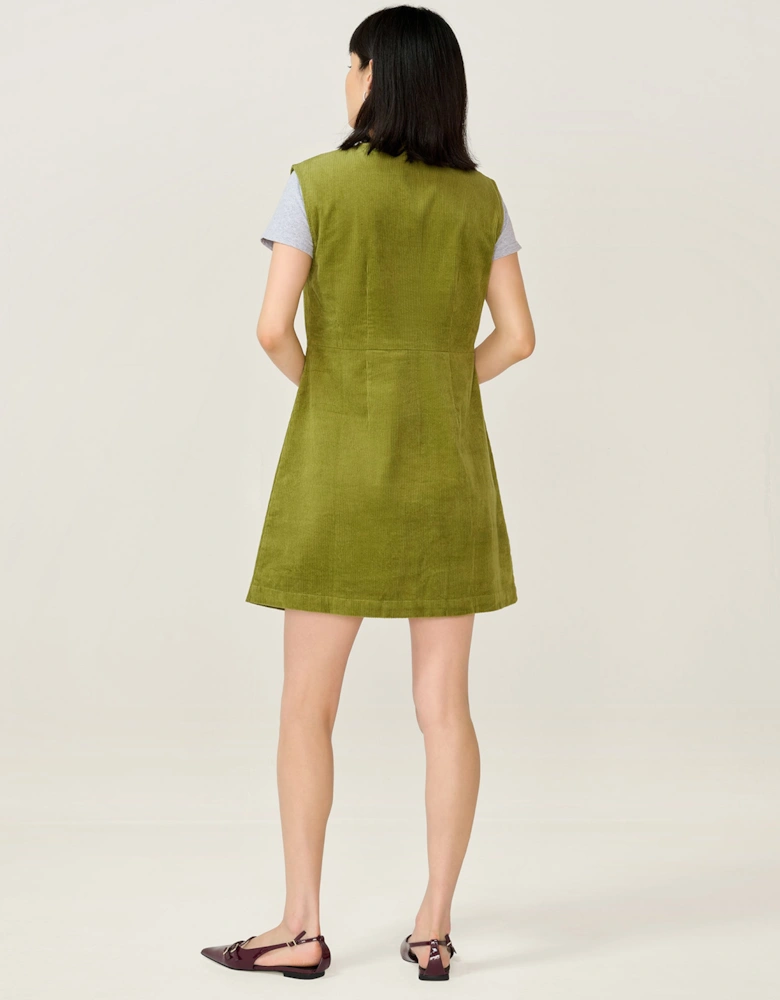 Bunni Cord Dress in Moss Green