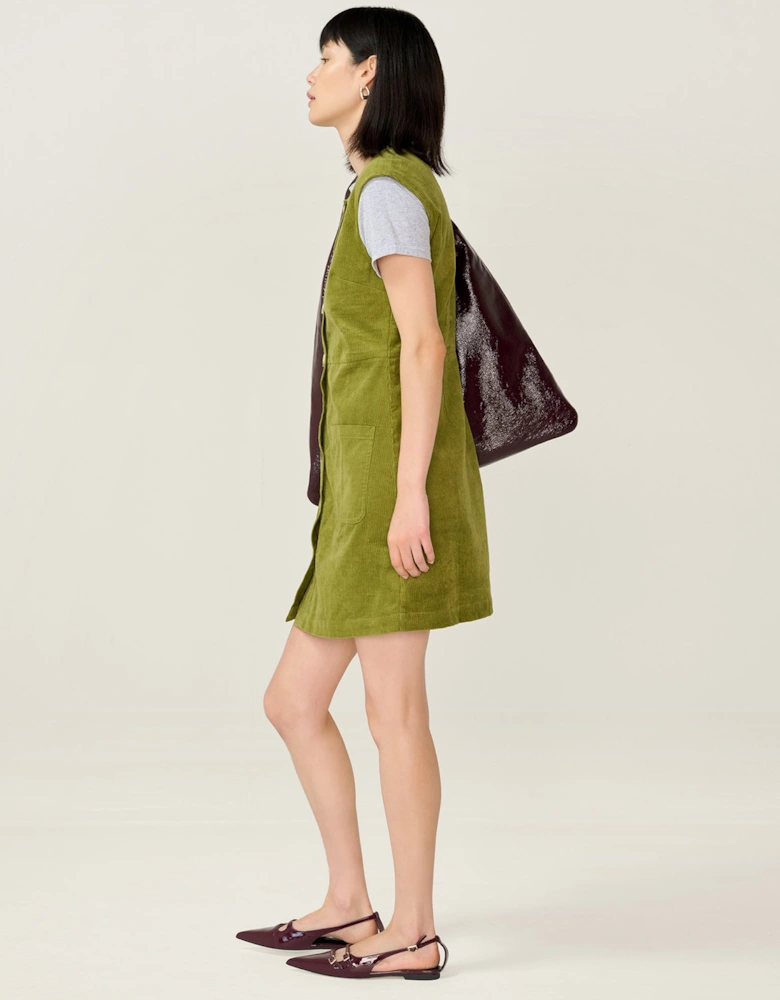 Bunni Cord Dress in Moss Green