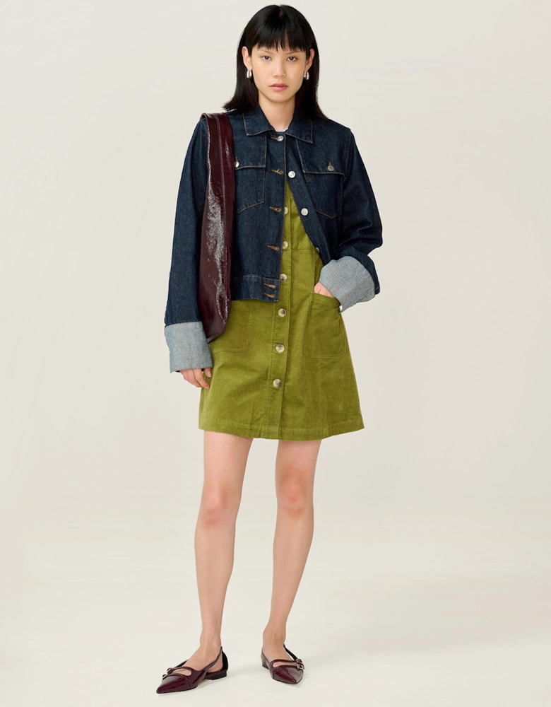 Bunni Cord Dress in Moss Green