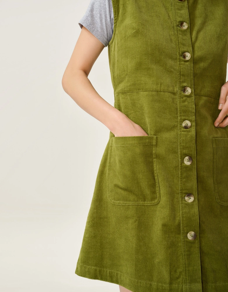 Bunni Cord Dress in Moss Green