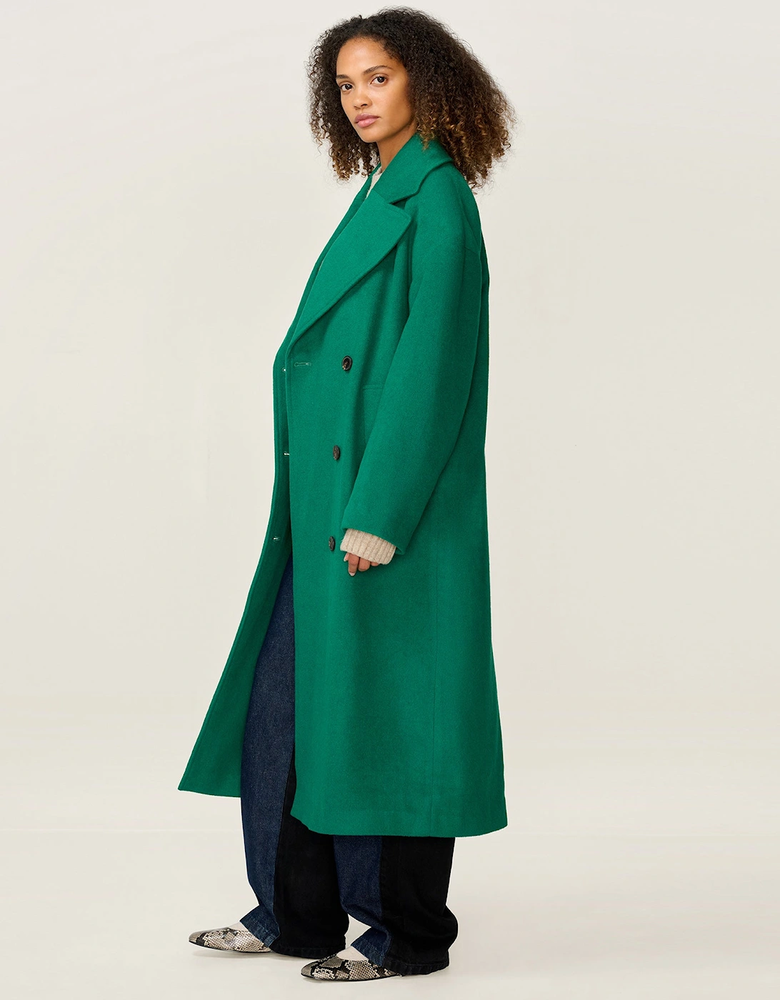 Tina Wool Blend Coat in Green