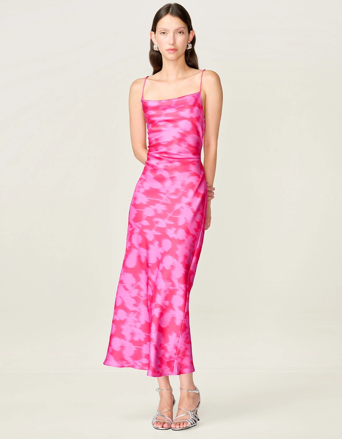 Riviera Midi Dress in Blurred Floral Magenta, 7 of 6