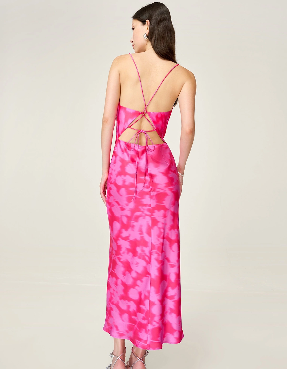 Riviera Midi Dress in Blurred Floral Magenta