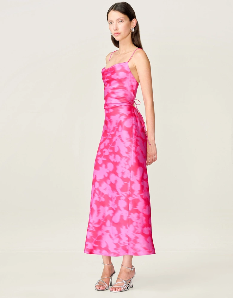 Riviera Midi Dress in Blurred Floral Magenta