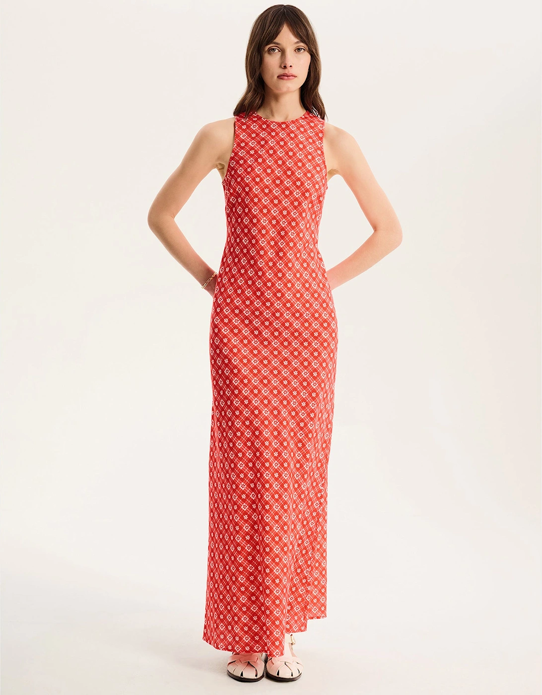 Omnes Women's Torin Floral Gingham Dress - Red - Size: 20