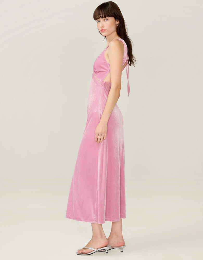 Aurelia Velvet Dress in Vintage Pink