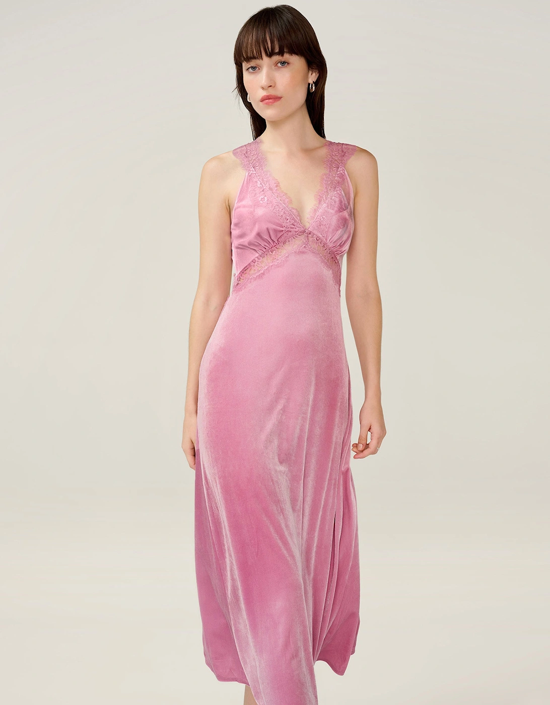 Aurelia Velvet Dress in Vintage Pink