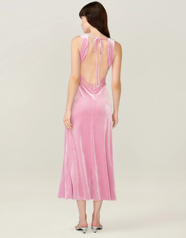 Aurelia Velvet Dress in Vintage Pink