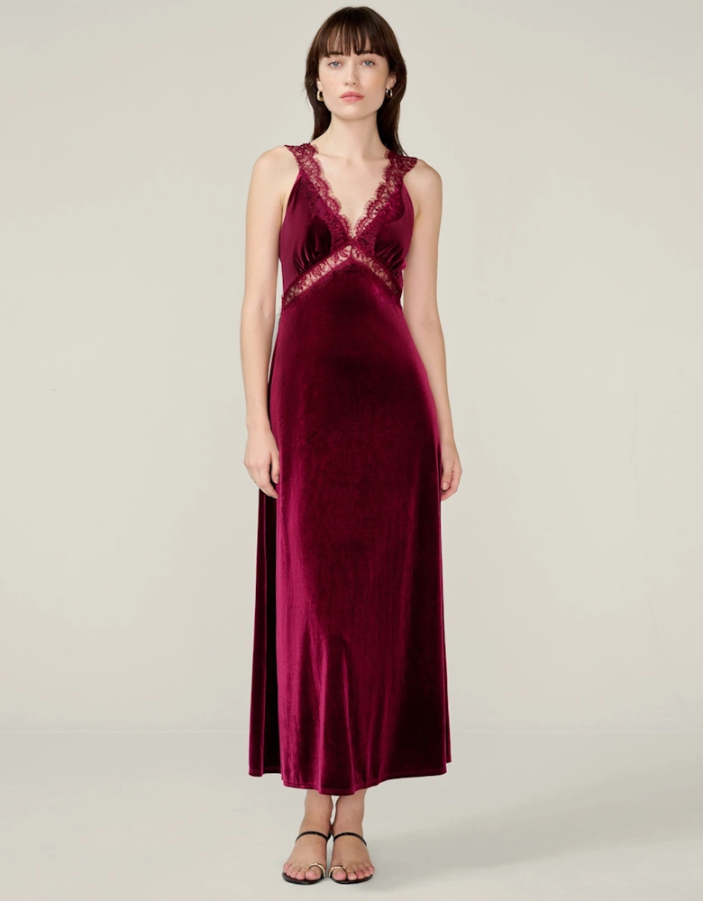Aurelia Velvet Dress in Deep Wine