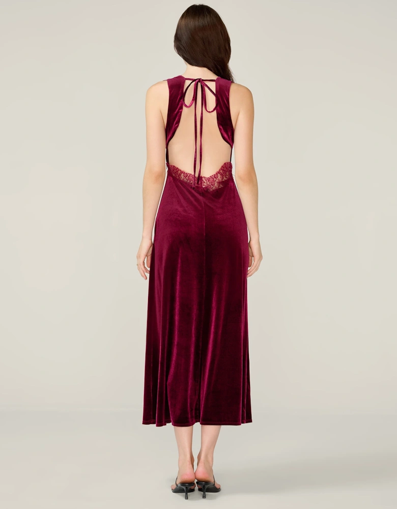 Aurelia Velvet Dress in Deep Wine
