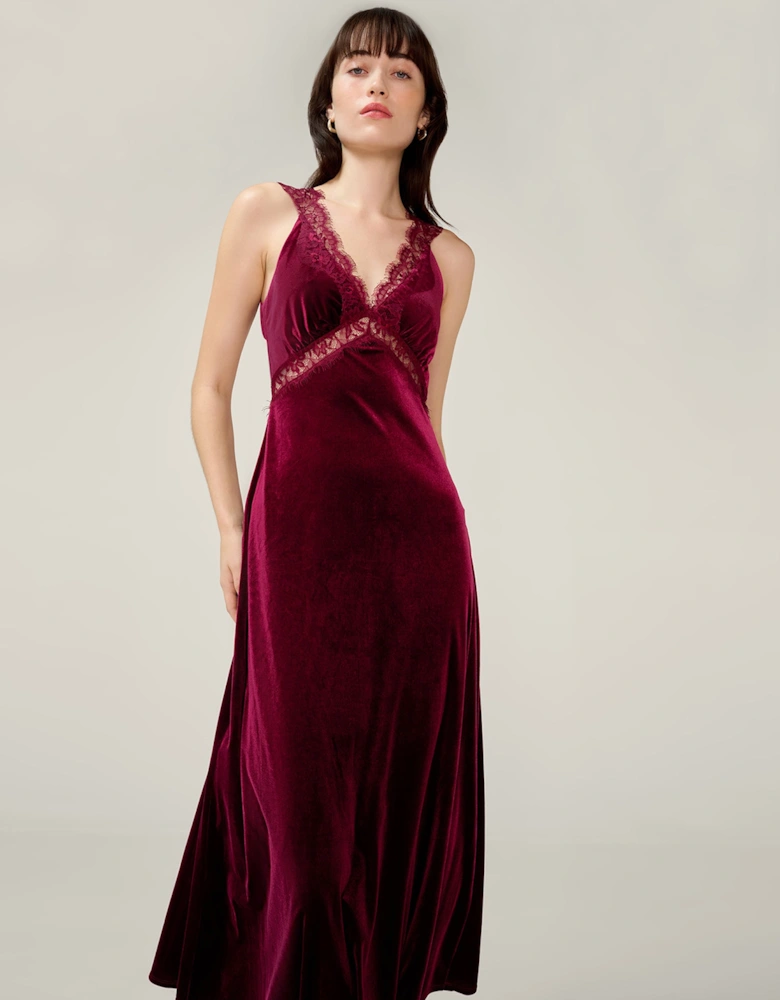 Aurelia Velvet Dress in Deep Wine