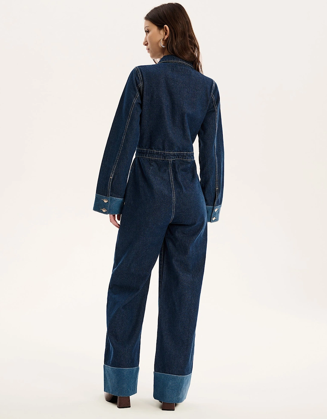 Diya Contrast Denim Jumpsuit in Midwash