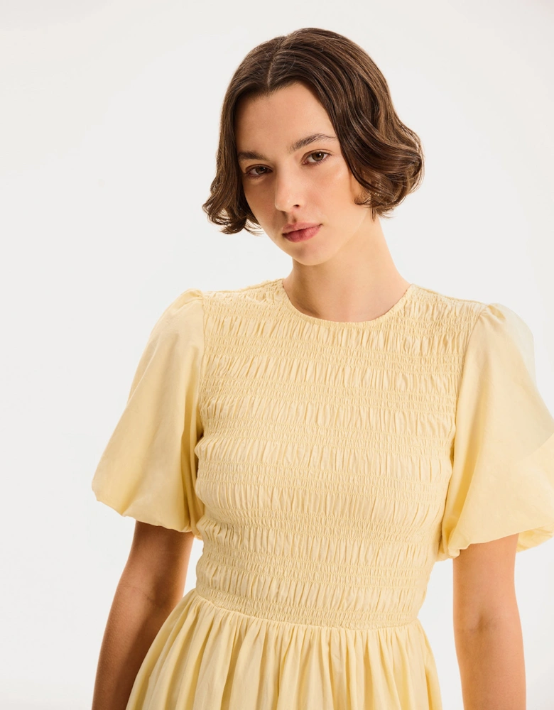 Terri Midi Dress in Butter Yellow