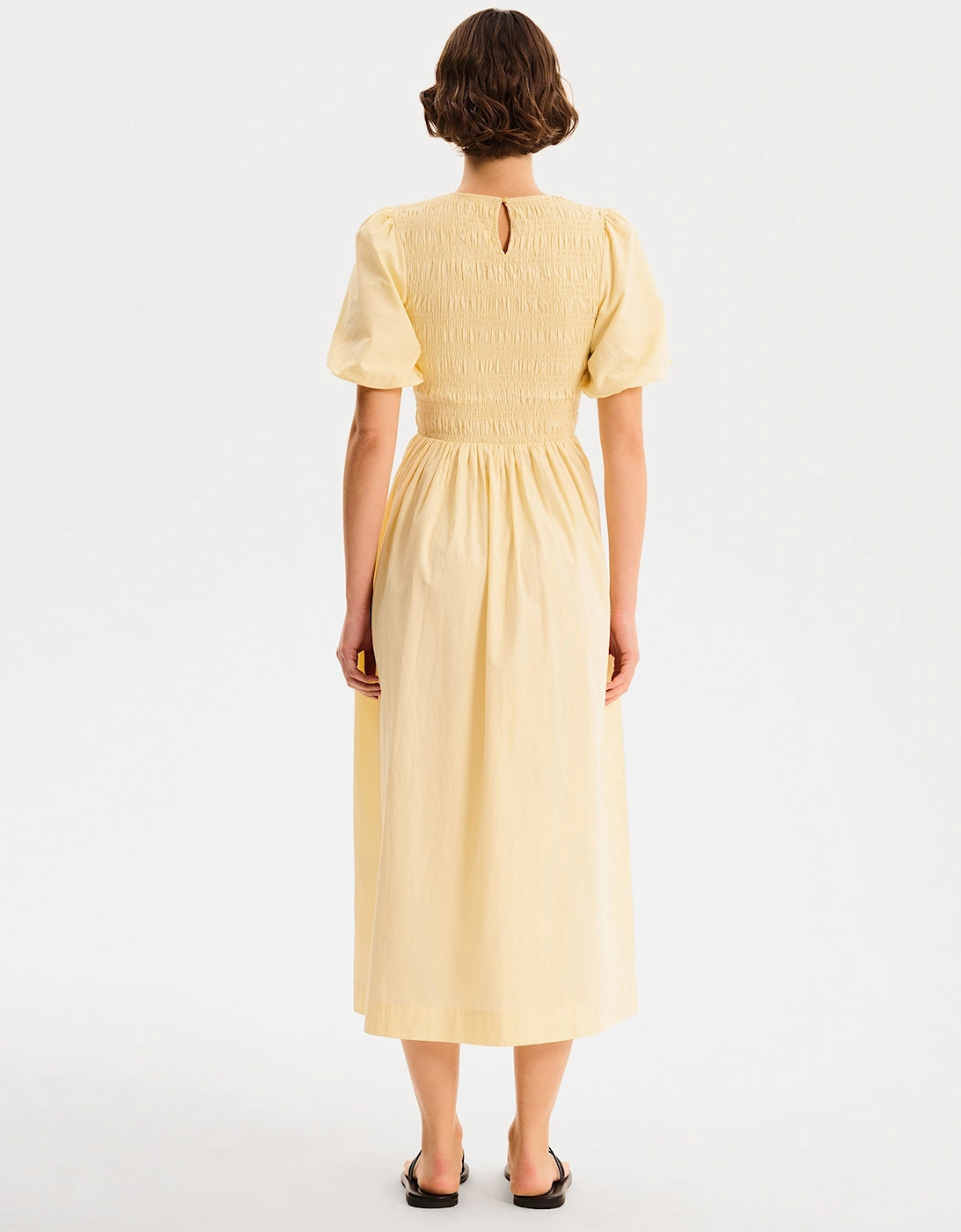 Terri Midi Dress in Butter Yellow
