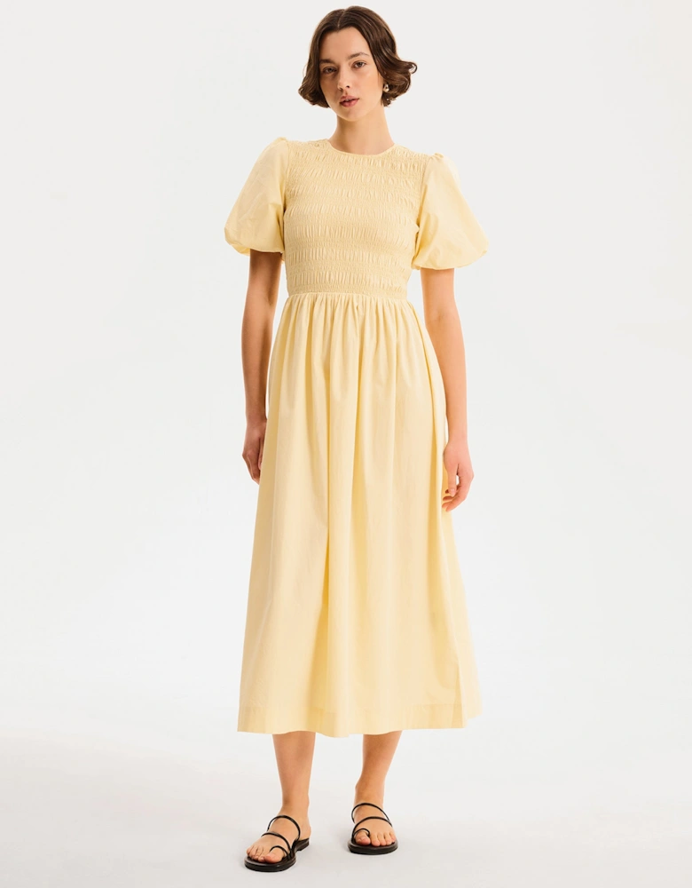 Terri Midi Dress in Butter Yellow
