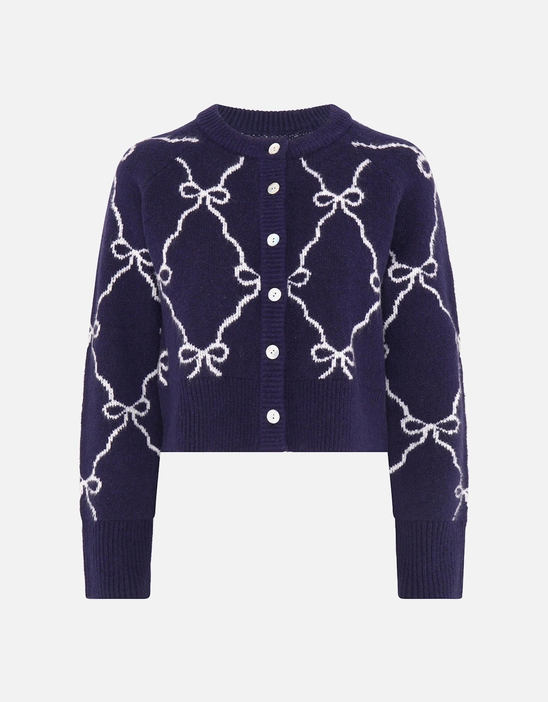 August Bow Check Cardigan in Navy
