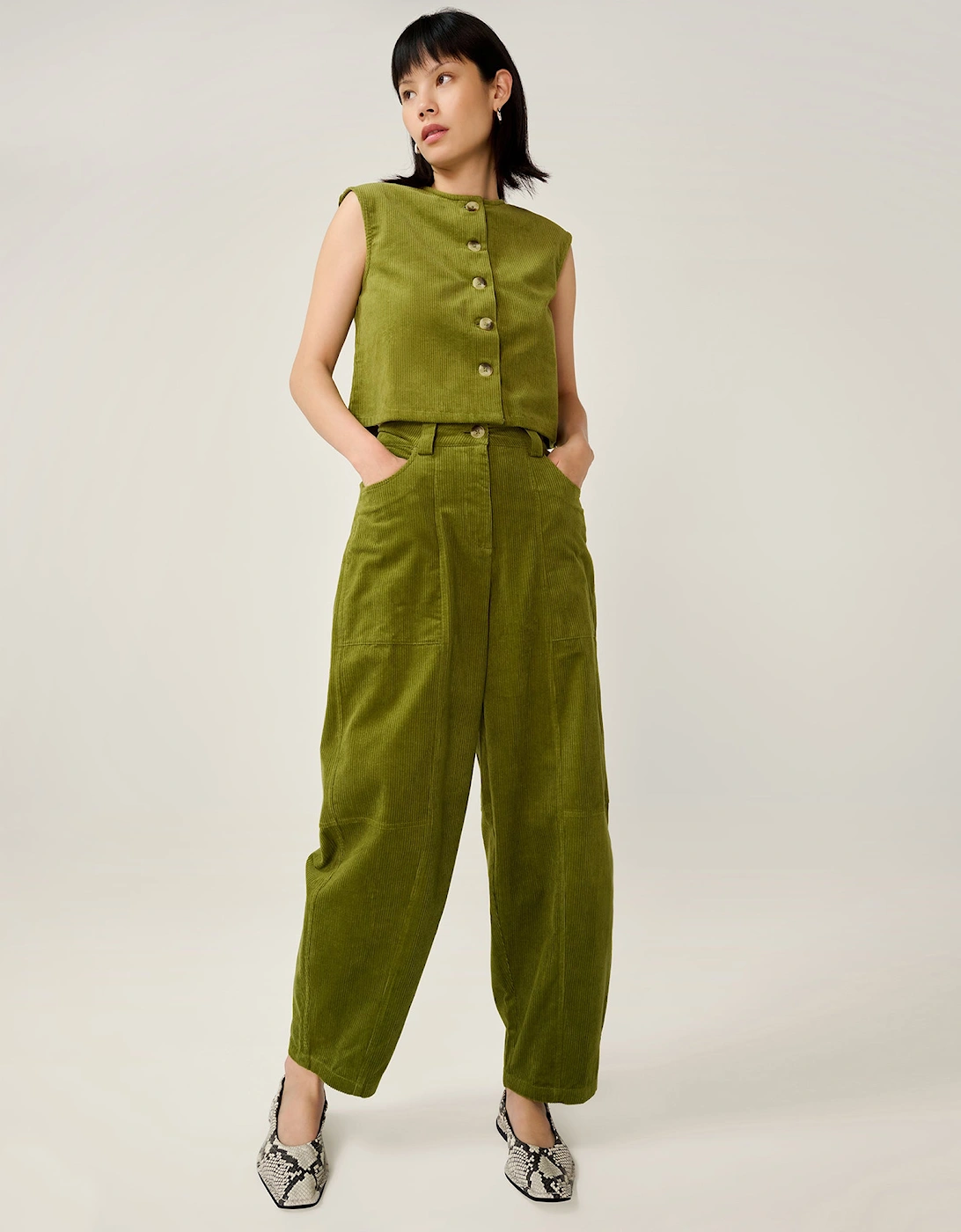 Kai Cord Trouser in Moss Green, 5 of 4